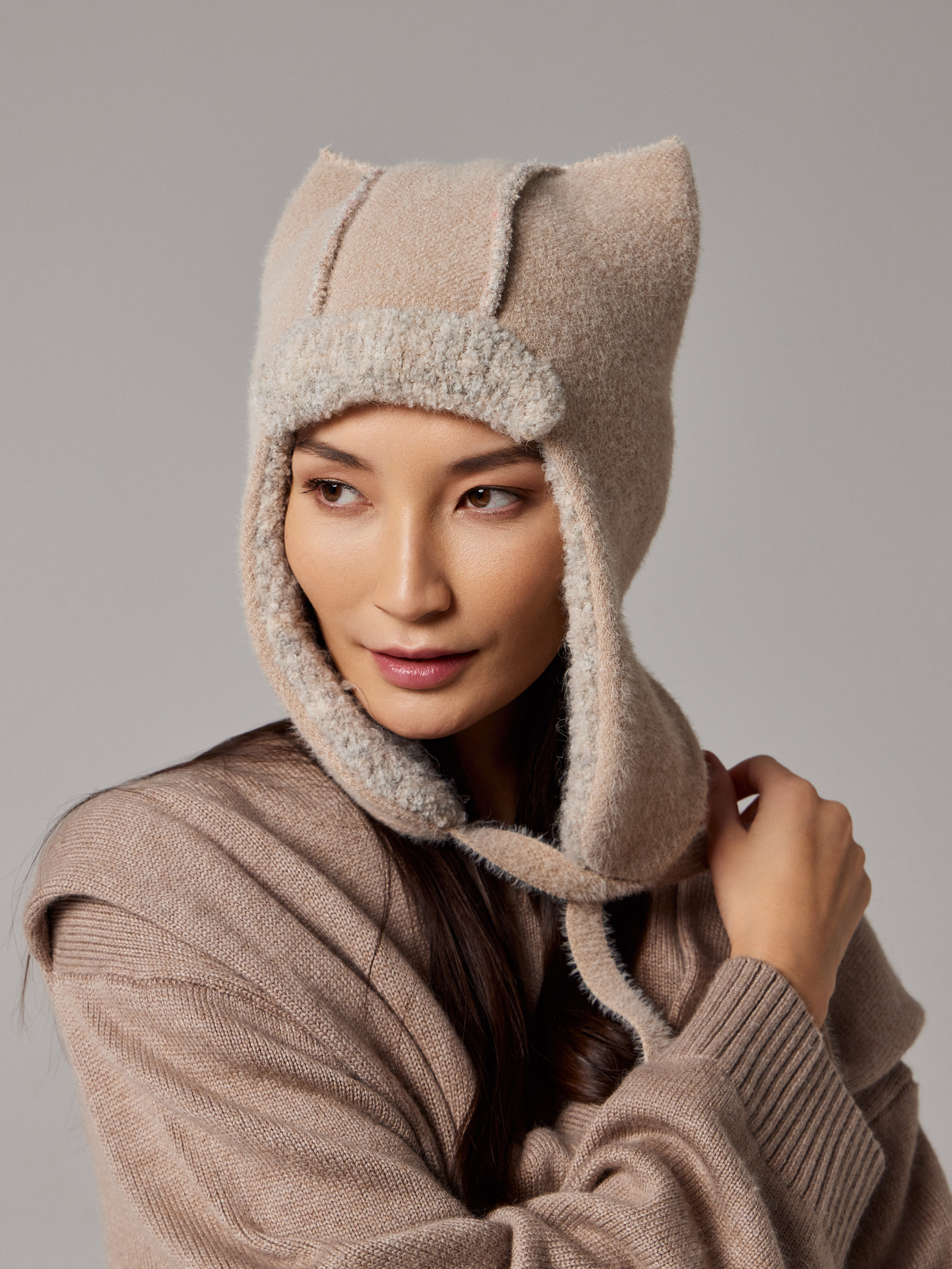 Ушанка двойная с шерстью мериноса PR 25033