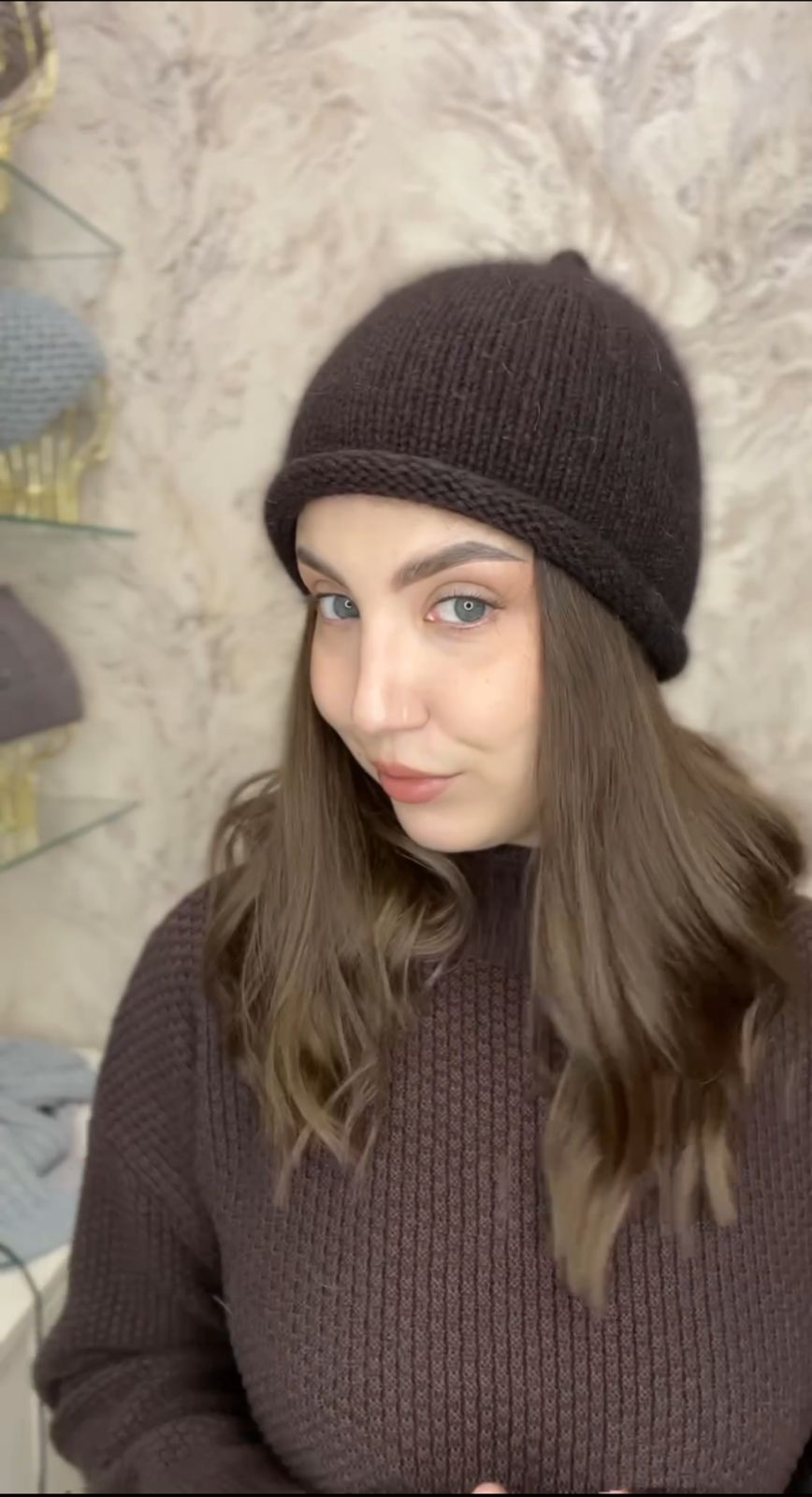 Шапка на флисе 40% ангора PR 25057